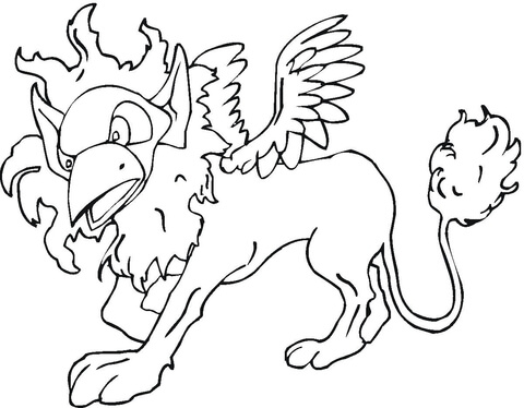 Winged Lion Coloring Page